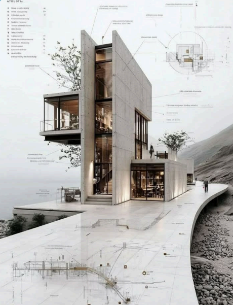 Residência Encosta de Concreto — Arquitetura